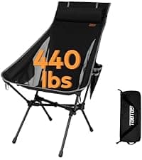 TOBTOS Portable High Back Camping Chair, Support 440 lbs, Ultralight Folding Chair with Head Support, Compact Backpacking Chair for Outdoor Camp Backpacking Fishing (Black)