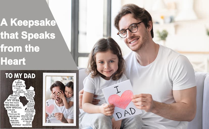 Cool Dad Gifts Ideas from Daughter, To Thank You Dad Birthday Gift Wooden Picture Frame for Dad's Christmas Thanksgiving Retirement Fathers Day Tabletop Wall Decor, Meaningful Appreciation Present