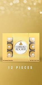Individually wrapped hazelnut chocolate, gourmet chocolate candy for gifting a sweet treat or snacking Ferrero Rocher Chocolate Candy, Hazelnut Milk Chocolates, 42 Ct, 18.5 oz B07W738MG5