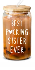 NewEleven Gift For Friends, Bestie - Birthday Gifts for Women Friendship - Unique Friendship Gifts For Women, Friend, Bestie, Bff, Soul Sister, Work Bestie - 16 Oz Coffee Glass