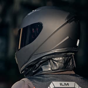 ILM Full Face Motorcycle Street Bike Helmet with Removable Winter Neck Scarf + 2 Visors DOT Model ILM-313 (L, Matte Black)