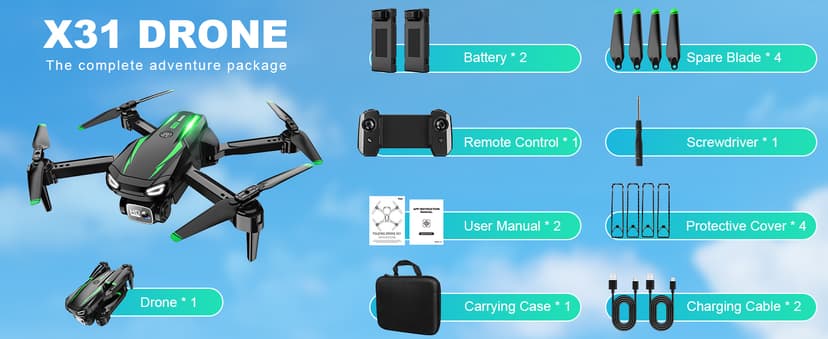 Drone with 1080P Camera, Foldable Remote Control Quadcopter for Adults Beginners, Mini Drone with Stable Hover, Waypoint Fly, 3D Flips, One Key Start, 2 Batteries, Easy to Fly Indoors & Outdoors