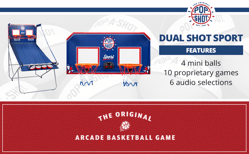 Pop-A-Shot - Dual Shot Sport | Arcade Basketball Game for Home | Paddle Scoring Hoop, 10 Game Modes, 4 Balls | Foldable for Easy Storage | Fun for All Players