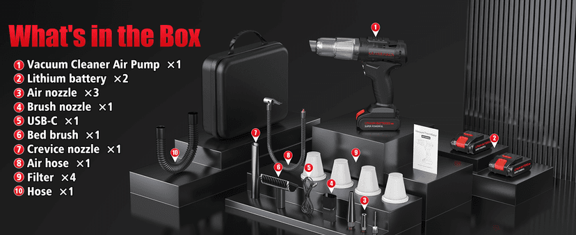 Car Vacuum Portable Cordless, 40,000Pa High Power Dust Buster, Rechargeable Battery Powered Vacuum Cleaners for Office,Home, Car, Pet Hair, Keyboard,Black