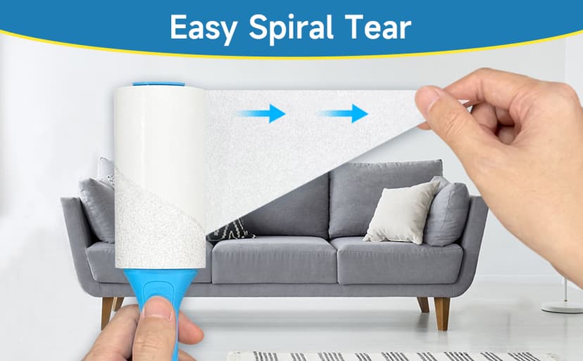 Swihauk 600 Sheets Extra Sticky Lint Rollers for Pet Hair, Easy Spiral Tear Lint Roller for Clothes with Ergonomic Handle, Multipurpose Lint Remover for Furniture, Carpet, Car Seat