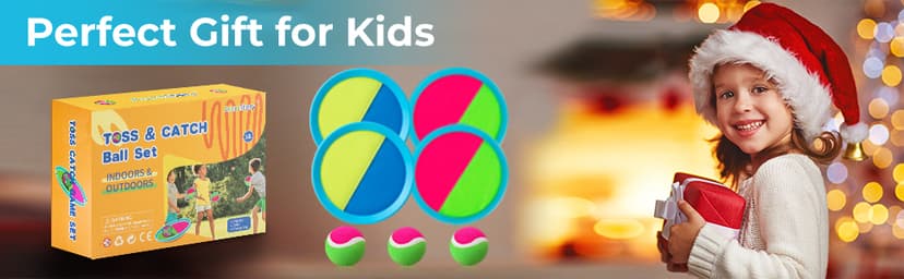 Outdoor Games, Toss and Ball Set with 6 Paddles and 3 Balls, Perfect Yard Games Outdoor Toys Games for Kids Ages 4-8 Easter Gifts for Kids/Adults/Family