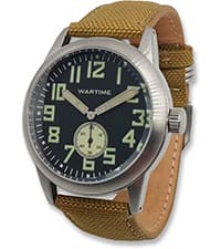 WTI WORLD TIME INTERNATIONAL WARTIME | WW2 Military Watch – Vintage USAAF Watch, Swiss-Quartz Movement with Canvas strap and leather lining, 10 ATM Water Resistant. The Perfect WW2 Memorabilia. Mens Watches for Ever