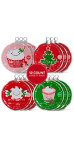 SpaLife Holiday Treats Facial Masks 12-Pack Assorted - Festive Christmas Skincare for Hydration and Refreshment - Gingerbread, Sundae, Cocoa & Eggnog