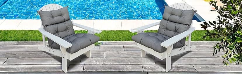 Only choice High Back Adirondack Chair Cushion Set of 2-44”x 22”x 4” Waterproof, Fade-Resistant Outdoor Rocking Chair Cushions for Patio, Garden, Porch (2, Yellow White Stripes)