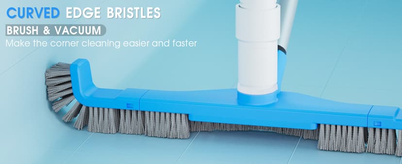 (2026 Upgraded) 20" 2 in 1 Pool Brush Vacuum Head with Swivel Hose Connection & Sturdy Nylon Bristles for Heavy Duty Inground & Above- Ground Pool Cleaning - Connecting 1-1/4" or 1-1/2" Hose (No Pole)
