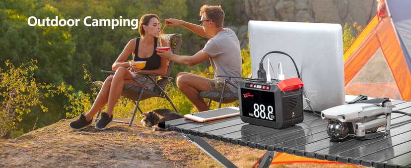 POWSTREAM 24000mAh Solar Generator with AC Outlet 120W Peak, 88.8Wh Portable Power Station with Panels 21W Included and Camping Lantern 248LM, Solar Powered Power Bank for Outdoor Camping Home Backup