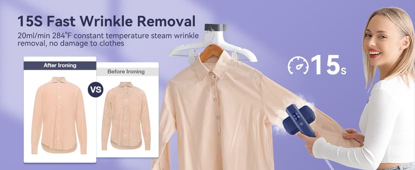 Steamer for Clothes,Sundu Portable 2-in-1 Travel Steamer&Iron,15s Fast Heat-up,100ml Water Tank,Ironing Gloves,25 Min Powerful Continuous Steam,1200W&4 Modes Light Steam Iron for Travel&Home(Blue)