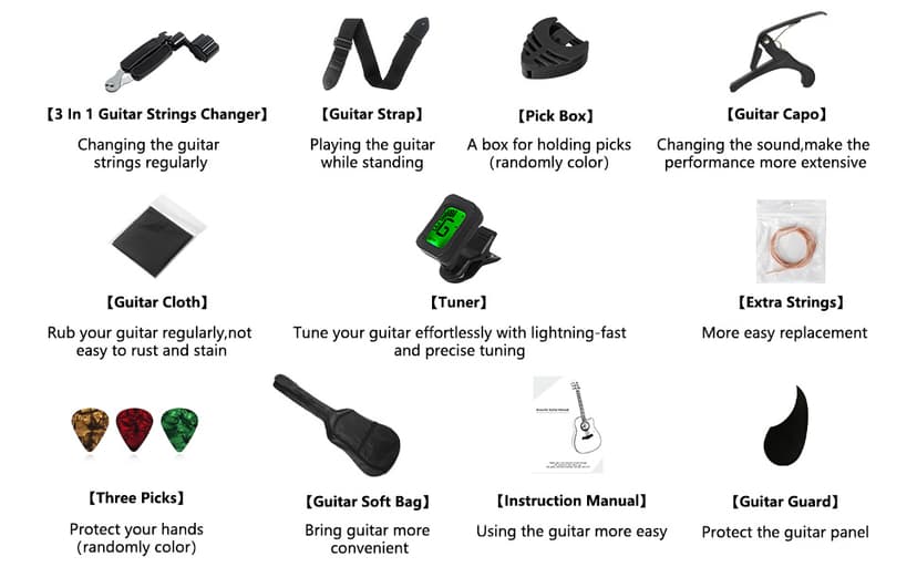 BESYOU 30" Wood Acoustic Guitar with Case,guitar book and Accessories for Kids/Girls/Boys/Beginners (Natural)