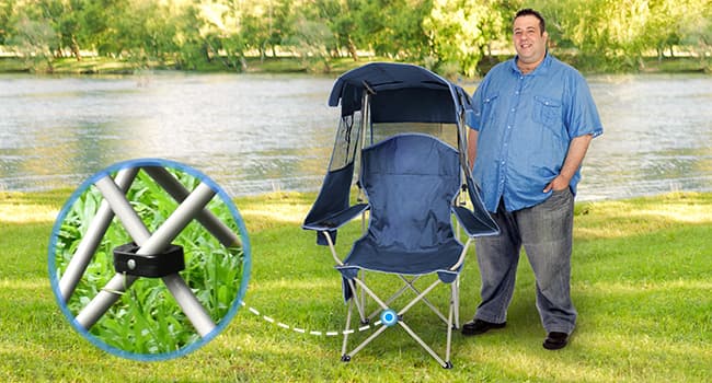 Docusvect Beach Chair with Canopy Shade, Folding Camping Chair with Canopy with Cup Holder, Side Pocket for Camp, Beach, Tailgates, Fishing - Support 330 LBS