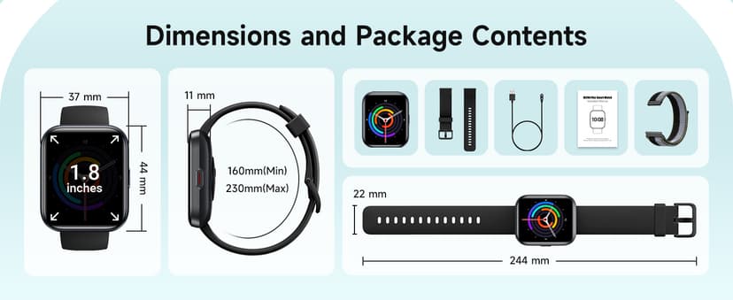 Smart Watch for Men Women, 1.8" Fitness Tracker for Android & iPhone, Answer/Make Calls, Alexa Built-in, Heart Rate/Sleep/SpO2 Monitor Smartwatch, IP68 Waterproof Watches 101+ Sport Modes, 2 Bands