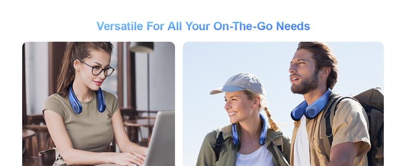 SWEETFULL Portable Neck Fan 360° Cooling Bladeless Personal Fan | No Hair Twisting - 4000mAh USB Rechargeable Wearable Fan for Travel, Birthday Gifts for Men, Women, Mom, and Dad