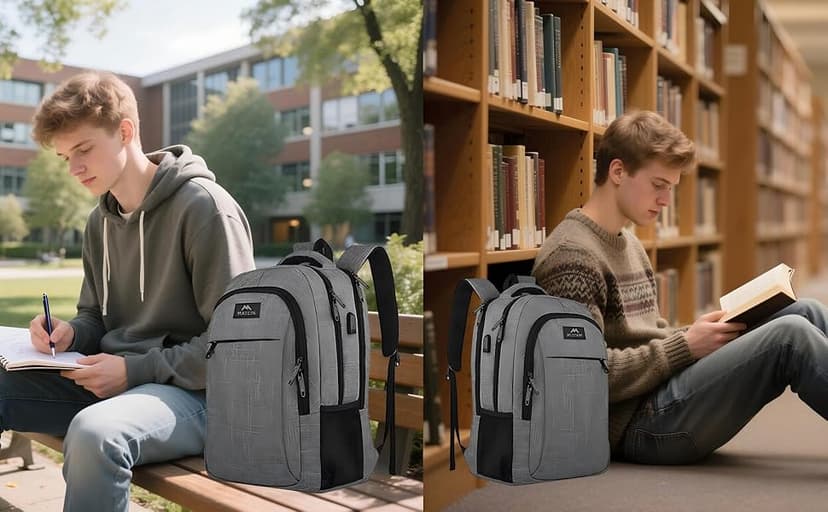 MATEIN Travel Laptop Backpack, Business Anti Theft Slim Sturdy Laptops Backpack with USB Charging Port, Water Resistant College School Computer Bag Gift for Men & Women Fits 15.6 Inch Notebook, Grey