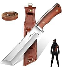 Purple Dragon Camping Hatchet 14.7 Inch Hand Forged Splitting Axe - Outdoor Wood Splitting Chopping & Carving Tool with Leather Sheath Bushcraft Survival Wooden for Men and Women