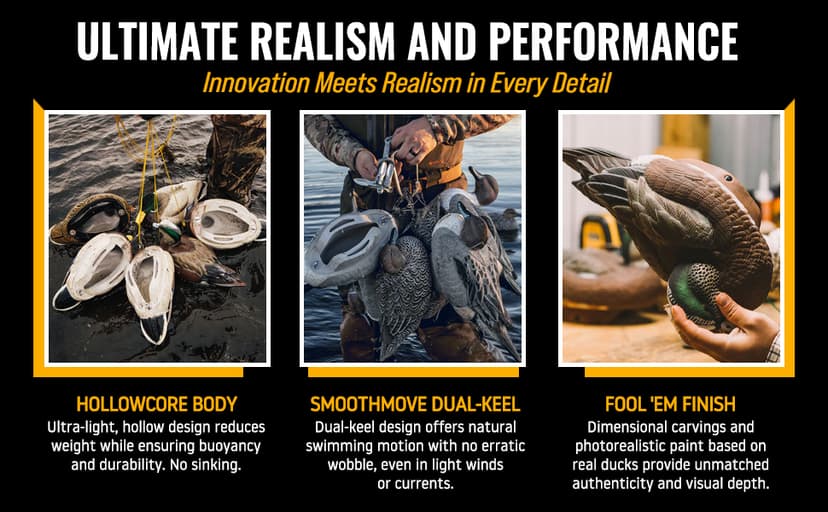 Mallard Duck Decoys by Heyday – Ultra-Light 100% HydroFoam | Durable, Realistic Design | 6 Pack of Duck Hunting Decoys