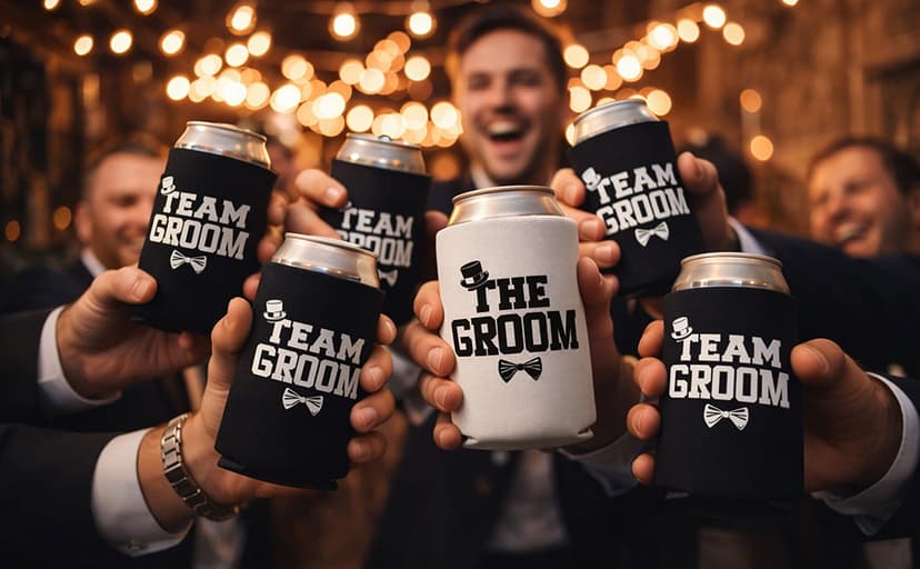 The Groom And Team Groom Can Coolie Holder Bachelor Party Decorations Bachelor Party Favors Bachelor Party Accessories Wedding Favors Gift For Groom Groomsmans Proposal Gifts Black White B08CHMD5PM