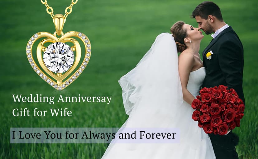 Heart Pendant Gold Necklace for Women Moissanite Lab-Created Gem I Love You Wedding Anniversary Birthday Christmas Valentine Engagements Mothers Day Jewelry for Wife Her Girlfriend Mom Daughter