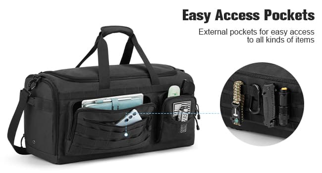 G4Free 3-in-1 Travel Duffle Bag for Men and Women, 50L Large Gym Sports Bags Tactical Military Duffle Backpack with Shoes Compartment and Wet Pocket (Black)