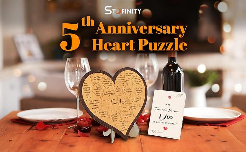 5 Year Anniversary Wood Gifts For Him Her - 5th Anniversary Marriage Gifts For Wife Husband, Wooden Wedding Gift For For Fifth Anniversary