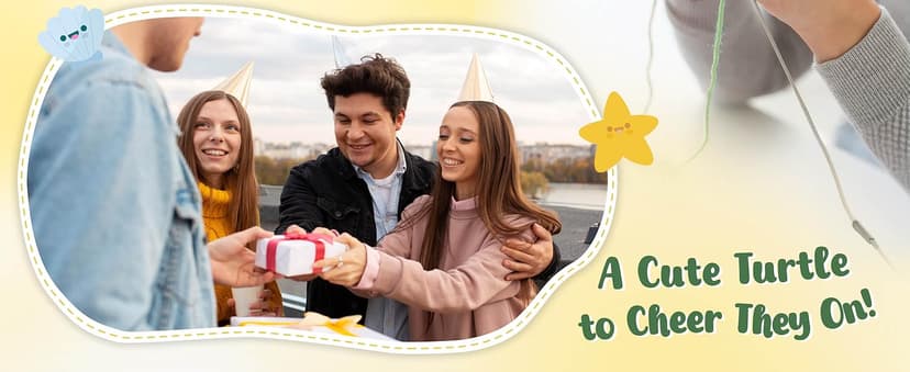 OASSIE Christmas Appreciation Gifts for Employee - Positive Turtle Crochet with Message Card - Thank You Birthday Team Stocking Stuffers Gifts for Coworkers Women Men, Office Desk Accessories Decor