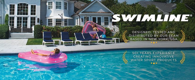 SWIMLINE Suntan Tub, Classic Inflatable Tanning Lounge Float with Adjustable Pillow, 71" Long - Outdoor Floating Lounger for Lake, River, Beach & Swimming Pool, Includes Rope Surround & Repair Patch
