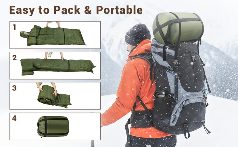 Wearable Sleeping Bag Adult Outdoor & Indoor Sleeping Bags Applicable Temperature 25℉-50℉ Designed for Camping, Hiking, Backpacking, and Other Outdoor Adventures