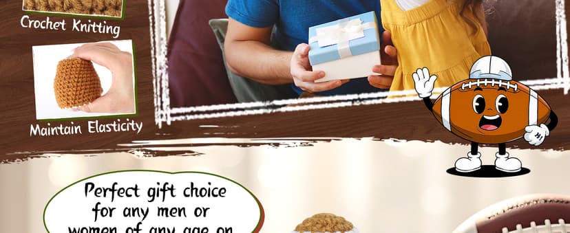 Dad Gifts from Daughter Son Wife, Positive Handmade Crochet Dad Birthday Gift, Funny Cute Small Gifts for Dads, I Love You Girl Papa Gift Idea, Unique Doll for Step-Dads Football