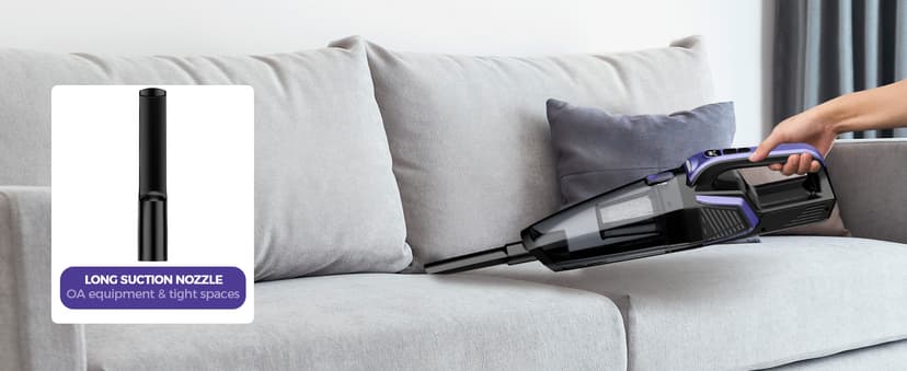 Pet Hair Handheld Vacuum Cordless: 20000PA High Power Car Vacuum with Motorized Brush and LED Light, Rechargeable Hand Held Vacuum Cleaner with Reusable Filter for Car, Home, Office & Pet, Purple