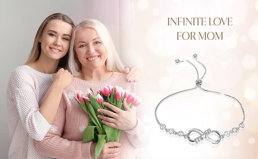 Infinity Love Heart Happy Birthday Mom Bracelet, Mom Birthday Gifts From Daughter, Son, Things To Get Your Mom For Her Birthday, Unique Jewelry For Women, Regalos Para Mamá Cumpleaños