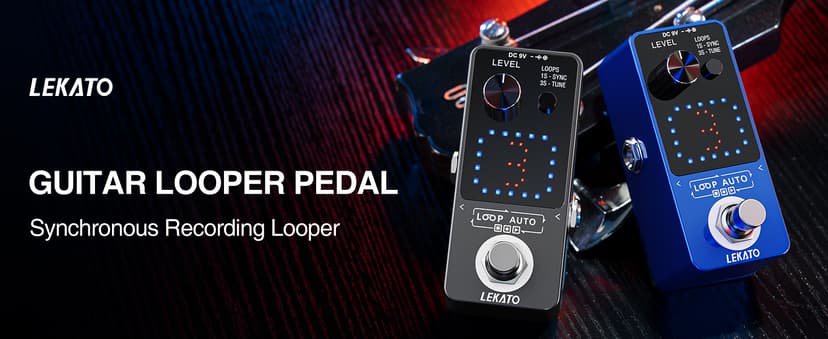 LEKATO Looper Pedal,Guitar Looper Pedal for Electric Guitar&Bass Loop Pedal with SYNC & Tuner Function Triple Effect Guitar Looper with LED Screen Unlimited Overdubs 3 Loops 18 Minutes Record Time