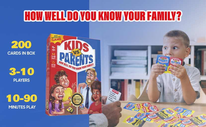Kids VS Parents – A Hilarious Family Game with Conversation Starters & Fun Challenges – Card Game for Kids, Teens & Adults | Perfect for Game Night, Travel, or Gifts