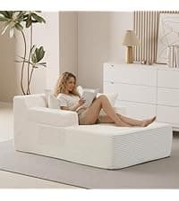 Bean Bag Chair for Adults, Soft Faux Fur Giant Beanbag Chairs, Oversized Cozy Bean Bag Couch Large Reading Chair, Comfy Bean Bag Sofa for Living Room, Bedroom & Dorm, Beige