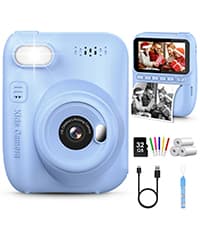 Kids Camera Instant Print, Christmas Birthday Gifts for Girl Boys 3-12 Years Old, FHD Selfie Digital Video Cameras Toddler 3 Rolls Print Paper & 32G Card (Blue) B0CSYC751H