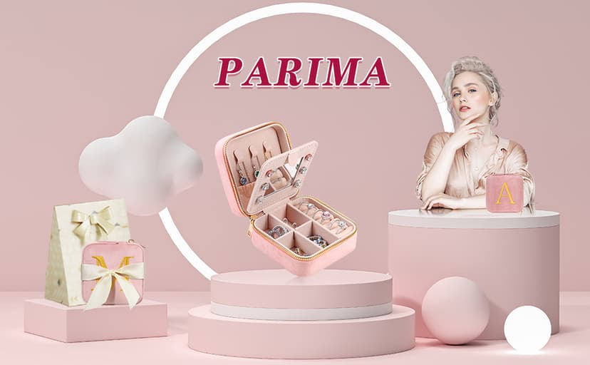 Parima Gifts for Girls - Gifts for Kids, Girl Gift Idea, 6 7 8 9 10 11 12 13 14 15 16 Year Old Girl Birthday Gifts, Teen Girl Gifts Trendy Stuff Travel Jewelry Case Box - Letter A, Pink