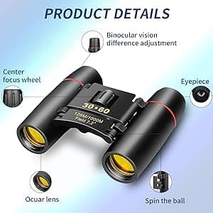 Compact Binoculars for Adults and Kids, HD Mini Portable Outdoor Binoculars Children, Pocket Lightweight Folding for Bird Watching, Hunting, Concert, Theater, Opera, Traveling, Tourism, Shows