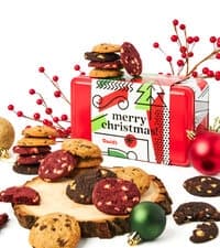 David's Cookies Merry Christmas Assorted Cookies in Sweet Sampler Tin – Fresh Baked Delicious Crunchy Cookies, Gourmet Cookie Gift Box For Friends, Family – Christmas Treats For Holiday Gatherings