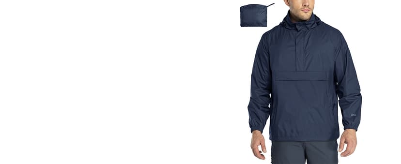 33,000ft Packable Rain Jacket Men's Lightweight Waterproof Rain Shell Jacket Raincoat with Hood for Golf Cycling Windbreaker