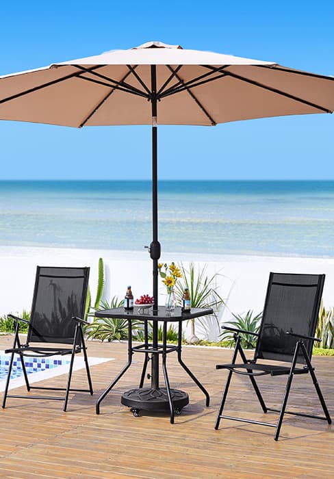 Yaheetech Patio Dining Chairs Set of 4 with Armrests, Outdoor Folding Chairs with Metal Frame and Backrest for Lawn, Garden, Yard and Poolside, Black