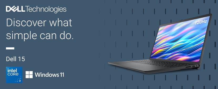 Dell 15 Laptop DC15250-15.6-inch FHD 120Hz Display, Intel Core 3 Processor 100U Processor, 8GB DDR4 RAM, 512GB SSD, Intel UHD Graphics, Windows 11 Home, Onsite Service - Carbon Black