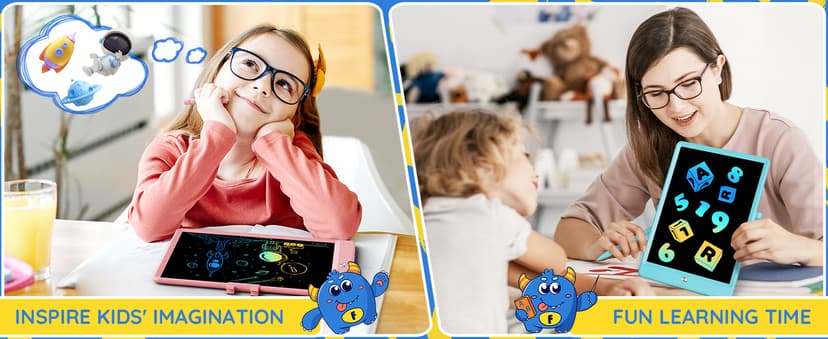 TEKFUN LCD Writing Tablet Doodle Board, 10inch Colorful Drawing Tablet Writing Pad, Kids Travel Essentials, Toddler Toys for 3 4 5 6 7 8 Year Old Girls Boys (Blue)