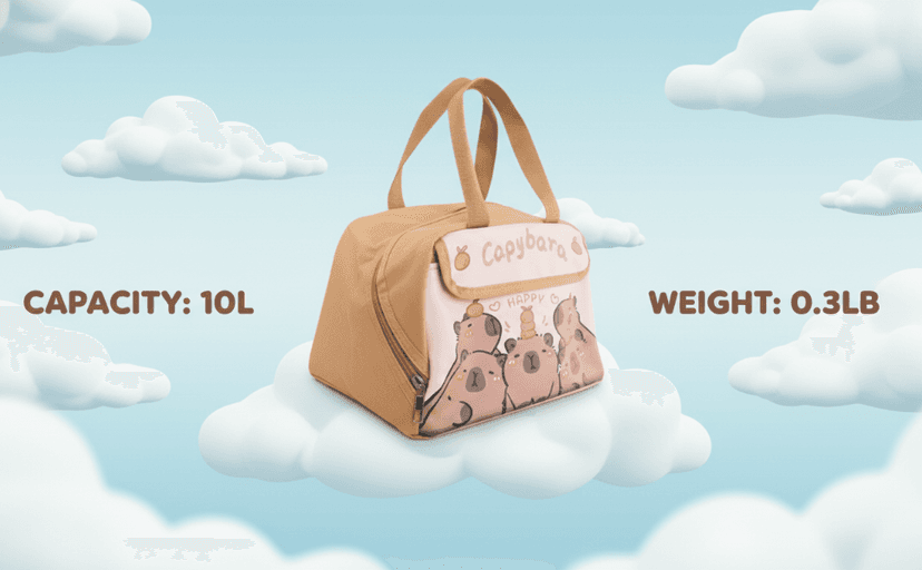 LUUTUUORA Capybara Lunch Bag Women, Insulated Lunch Box for Women, Reusable 10L LunchBox Multi-Pockets Cute Lunch Tote for Work Picnic Travel or Gifts-Capybara