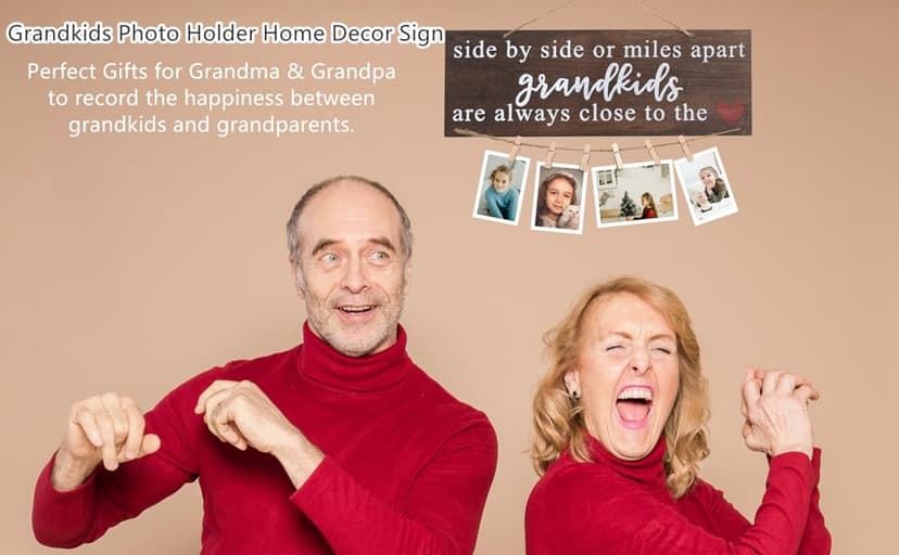Grandparents Gifts from Grandchildren, Side by Side or Miles Apart Grandkids Photo Holder, Great Grandparents Day or Christmas Birthday Gifts for Grandma Grandpa