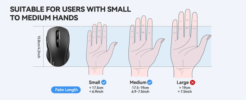 TECKNET Bluetooth Mouse, 4000DPI Wireless Mice for Laptop 2-in-1(BT 5.0/3.0+2.4Ghz) Computer Portable PC Mouse Wireless with USB Receiver for Mac (USB-A+Bluetooth, Black)