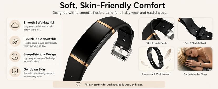 FITVII Screenless Fitness Tracker for Women Men, Health and Fitness Wearable with 24/7 Heart Rate, Blood Pressure and HRV Sleep Monitor, Subscription Free Activity Tracker for Android & iPhone