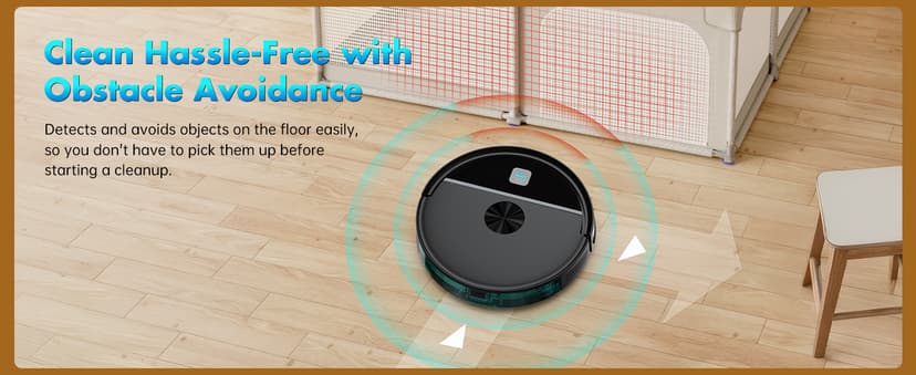 ECOHOME Robot Vacuum and Mop Combo,3500Pa Powerful Suction, with Wi-Fi/App/Remote,2 in 1 Mopping Robot Vacuum Cleaner,Dustbin and Watertank, for Pet Hair,Hard Floors and Low Pile Carpet,Black