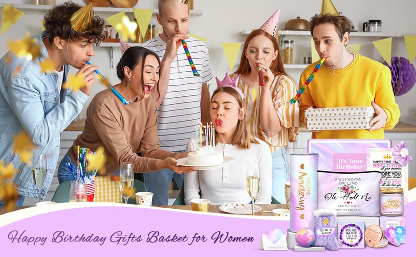 Happy Birthday Gifts for Women, Best Friend Birthday Gifts Basket for Girls Her Daughter Niece Granddaughter Female Sister Mom Coworker, Spa Gift Basket for Women